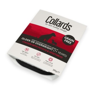 Collards Wet Dog Food Tray Older/Overweight Grain-Free Chicken Potato and Veg 7 x 395g